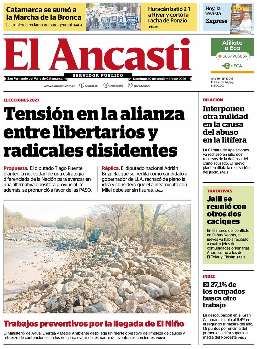 Media Panel - Developments and Systems | ESTILO Z CORRIENTES - Tapa del diario Ancasti
